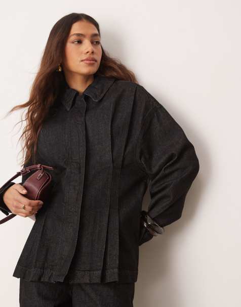 ASOS DESIGN – Czarna koszula ze zwężaną talią, część zestawu - view 1