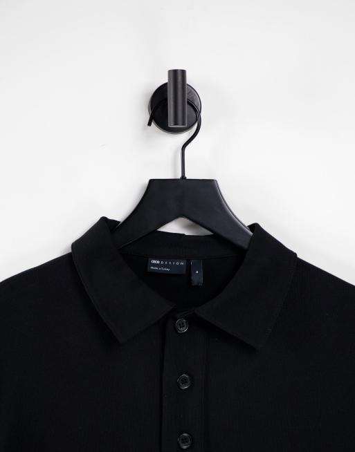 ASOS DESIGN – Czarna koszulka polo oversize z długimi rękawami, 3 z 4