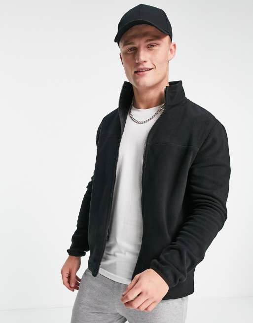 ASOS DESIGN – Czarna kurtka dresowa z polaru