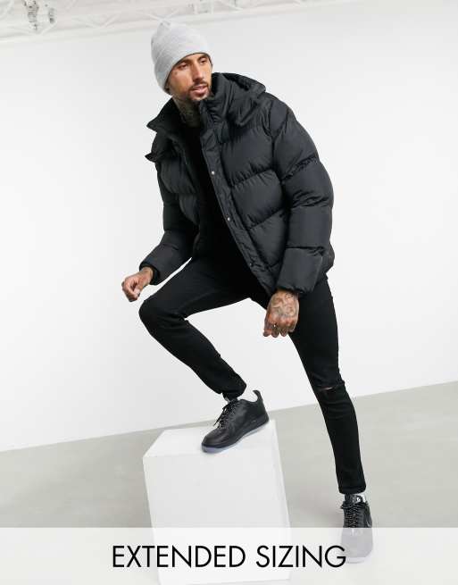ASOS DESIGN – Czarna kurtka ocieplana z odpinanym kapturem