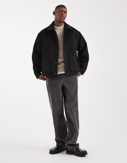ASOS DESIGN – Czarna kurtka oversize z imitacji wełny, 2 z 5