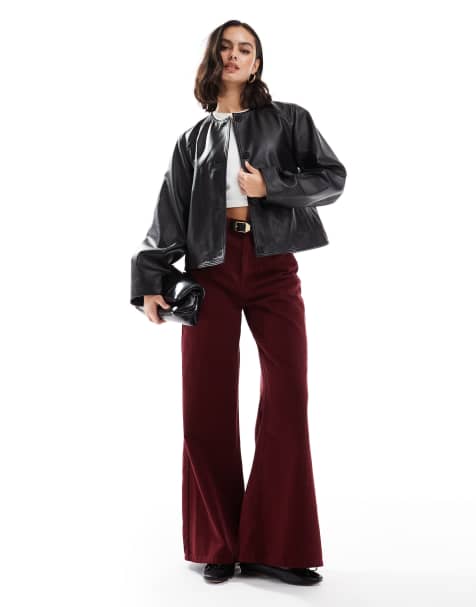 ASOS DESIGN – Czarna kurtka skórzana bez kołnierza - view 1