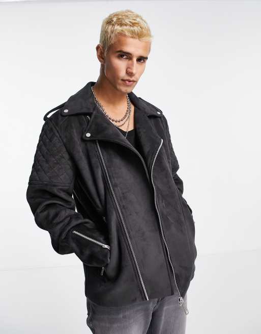 ASOS DESIGN – Czarna kurtka typu biker ze sztucznego zamszu , 3 z 4