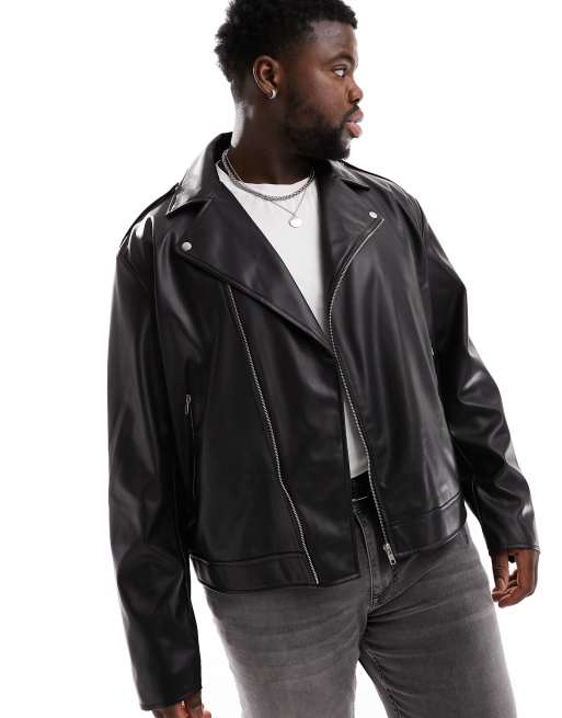 ASOS DESIGN – Czarna kurtka typu biker ze sztucznej skóry, 2 z 4