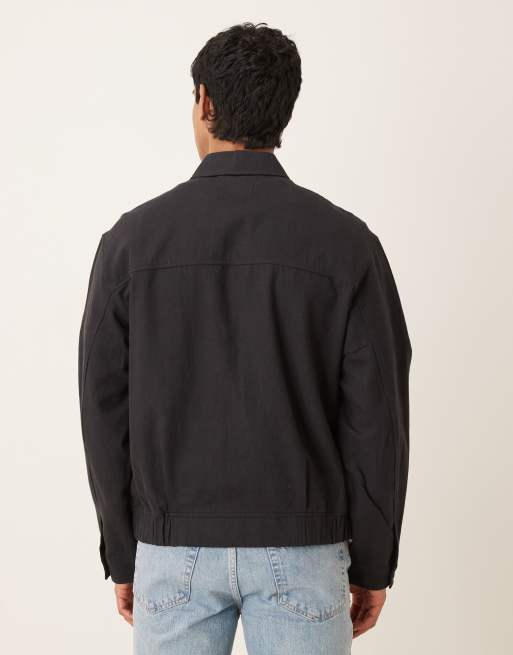 ASOS DESIGN – Czarna kurtka z materiału z dodatkiem lnu, 3 z 5