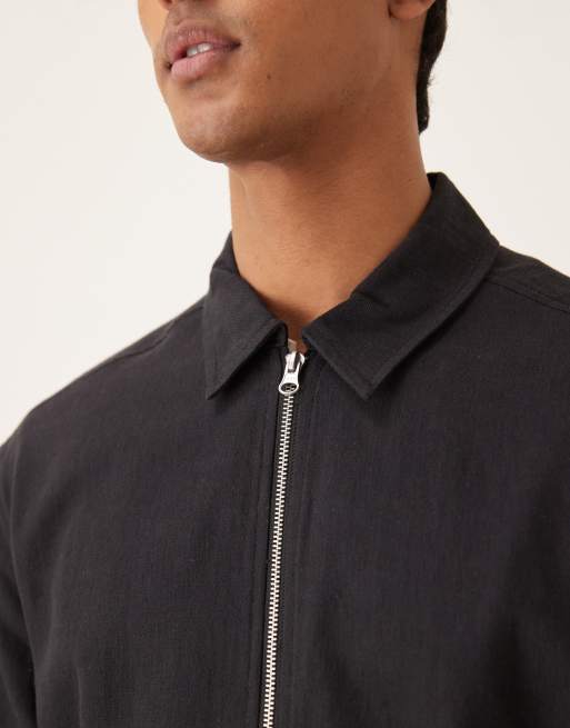 ASOS DESIGN – Czarna kurtka z materiału z dodatkiem lnu, 5 z 5