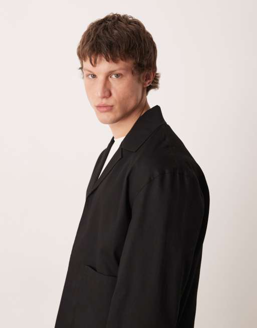 ASOS DESIGN – Czarna lekka fakturowana kurtka Harrington, 3 z 5