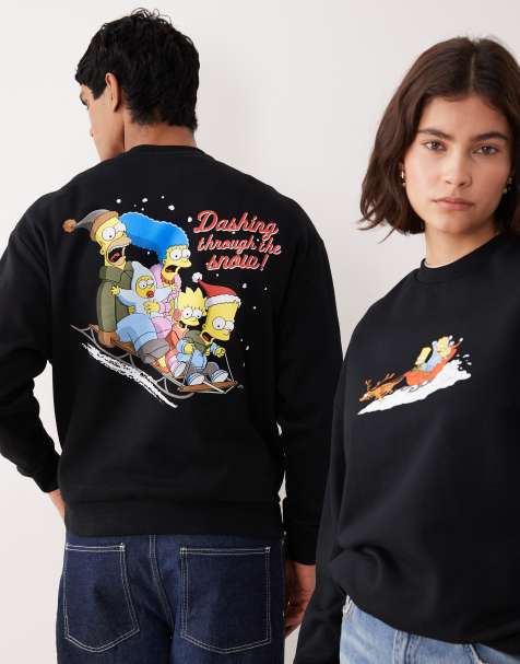 ASOS DESIGN – Czarna luźna bluza unisex z nadrukiem Simpsonów - view 1