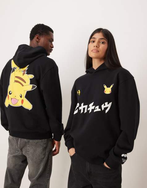 ASOS DESIGN – Czarna luźna bluza z kapturem unisex z nadrukiem z motywem Pokemona Pikachu - view 1
