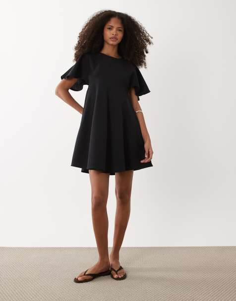 ASOS DESIGN – Czarna luźna sukienka T-shirtowa mini - view 1