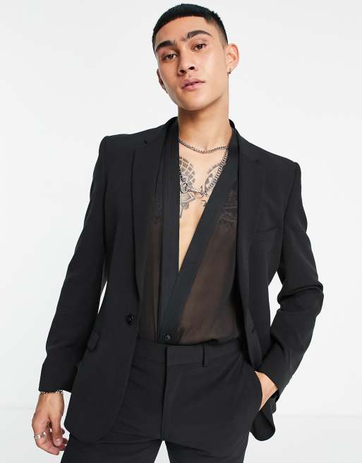 ASOS DESIGN – Czarna marynarka do garnituru o bardzo obcisłym kroju