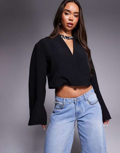 ASOS DESIGN boxy moulded sleeve blazer in black