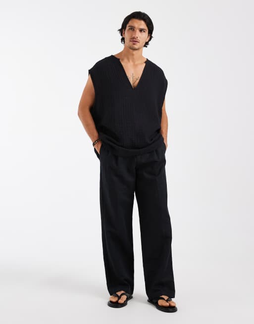 ASOS DESIGN – Czarna muślinowa koszula oversize bez rękawów, 3 z 5