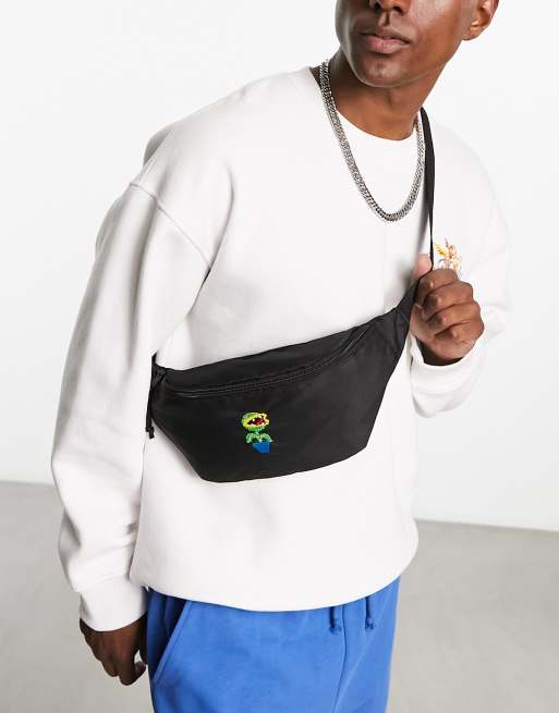 ASOS DESIGN – Czarna nerka crossbody z haftowanym motywem