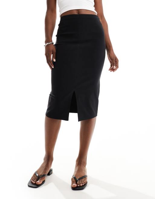 ASOS DESIGN – Czarna ołówkowa spódnica midi z bengaliny