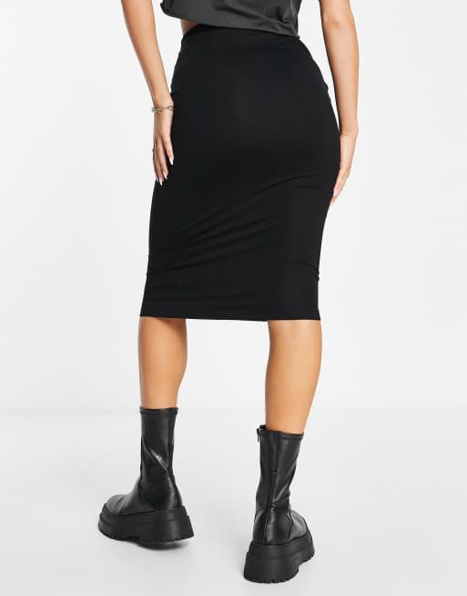 ASOS DESIGN – Czarna ołówkowa spódnica midi z dżerseju, 3 z 4