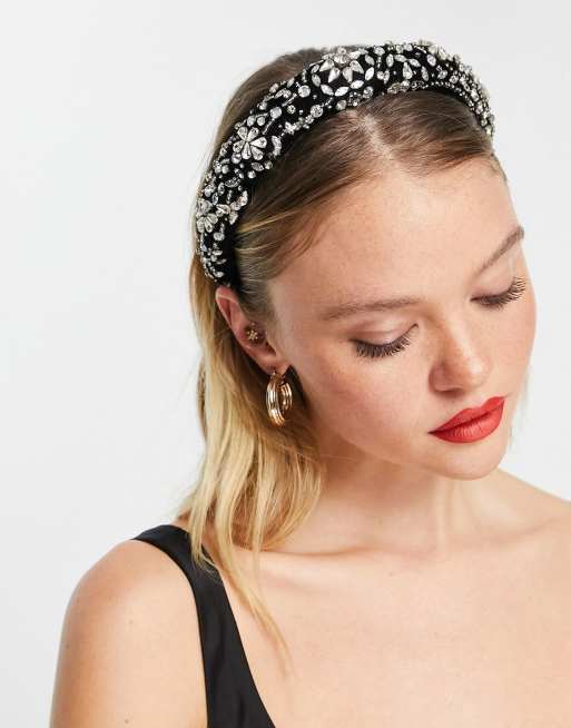 ASOS DESIGN – Czarna opaska na głowę zdobiona kryształkami