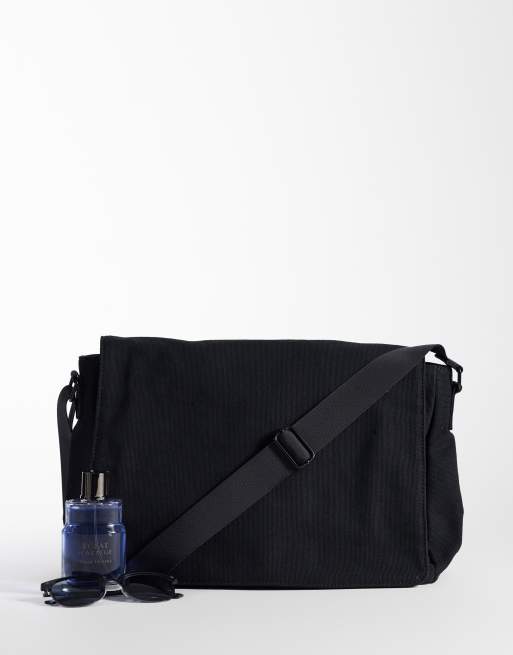 ASOS DESIGN – Czarna płócienna torebka na pasku crossbody, 2 z 4
