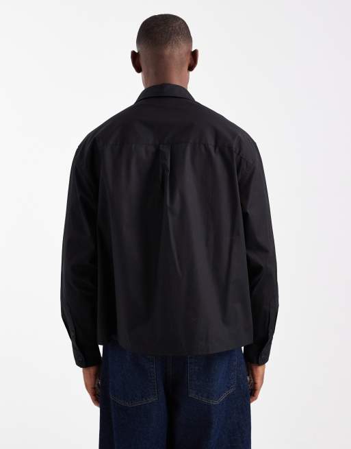 ASOS DESIGN – Czarna popelinowa koszula oversize o pudełkowym kroju, 3 z 5