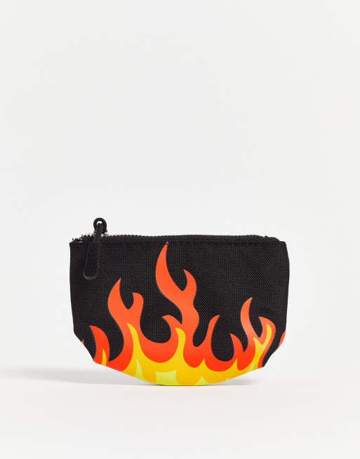 ASOS DESIGN – Czarna portmonetka we wzór płomieni