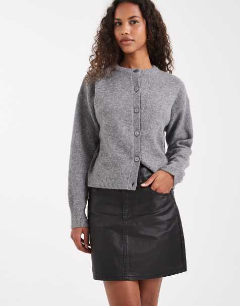 ASOS DESIGN – Czarna powlekana jeansowa spódnica mini z wysokim stanem - view 1