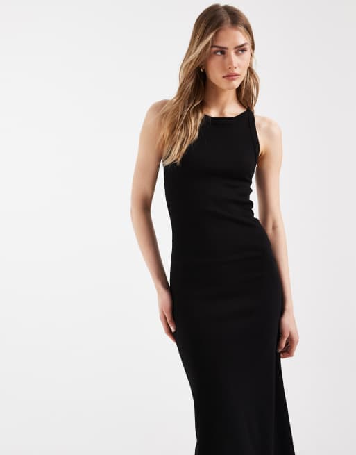 ASOS DESIGN – Czarna prążkowana sukienka midi bez rękawów, 2 z 4
