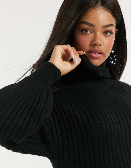 ASOS DESIGN – Czarna prążkowana sukienka midi z drapowanym dekoltem, 3 z 4