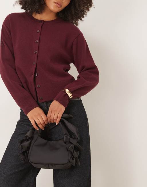 ASOS DESIGN – Czarna satynowa torebka do ręki z kokardkami, 3 z 4