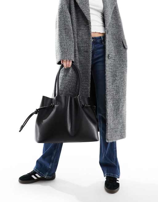 ASOS DESIGN – Czarna ściągana na sznurek marszczona torba typu tote, 4 z 4