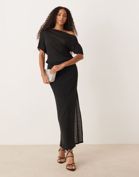 ASOS DESIGN co-ord mesh maxi skirt in black
