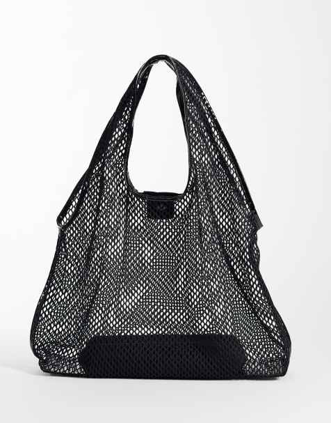 ASOS DESIGN – Czarna, siateczkowa torba typu tote - view 1