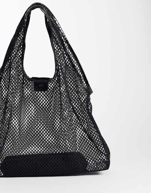 ASOS DESIGN – Czarna, siateczkowa torba typu tote, 4 z 4
