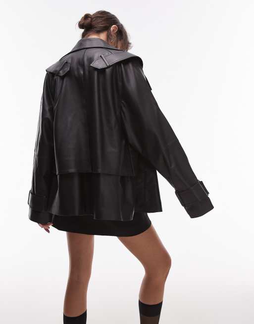 ASOS DESIGN – Czarna skórzana kurtka z łączonych materiałów, 4 z 5