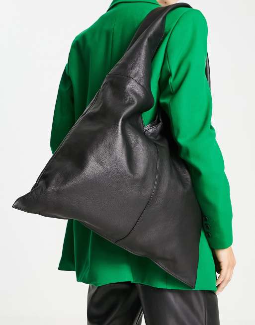 ASOS DESIGN – Czarna skórzana torba oversize typu tote 