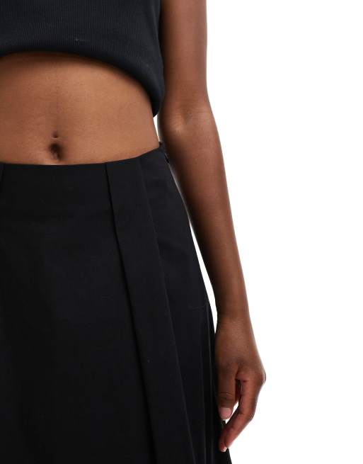 ASOS DESIGN – Czarna spódnica maxi bombka z bawełnianej popeliny, 4 z 5