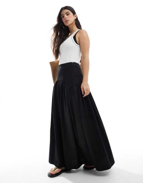 ASOS DESIGN – Czarna spódnica maxi z obniżoną talią - view 1