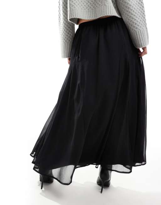 ASOS DESIGN – Czarna spódnica maxi z szyfonu z godetami, 2 z 5