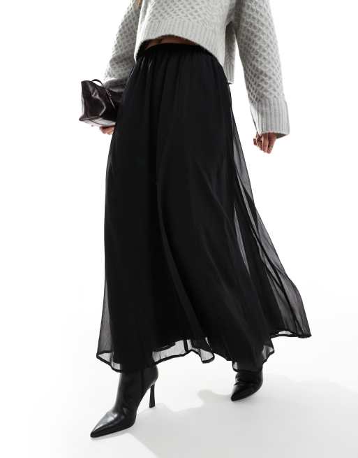 ASOS DESIGN – Czarna spódnica maxi z szyfonu z godetami, 4 z 5