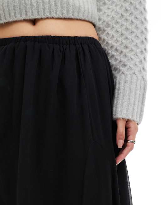 ASOS DESIGN – Czarna spódnica maxi z szyfonu z godetami, 5 z 5