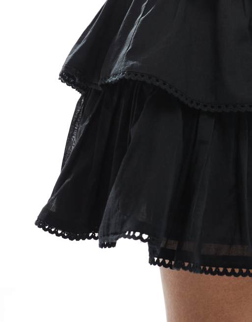 ASOS DESIGN – Czarna spódnica mini typu rara z koronkowym obszyciem, 5 z 5