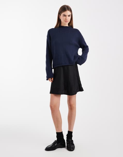 ASOS DESIGN – Czarna spódnica mini z gniecionej satyny - view 1
