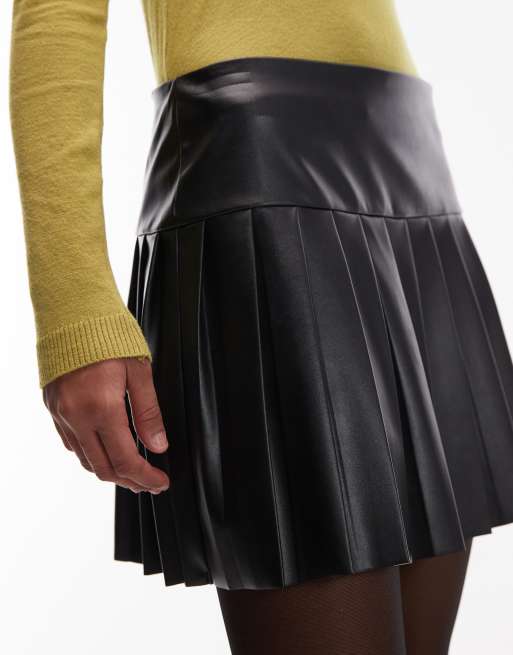 ASOS DESIGN – Czarna spódnica mini z zakładkami z poliuretanu, 4 z 5