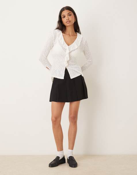 ASOS DESIGN tailored pleated mini skirt in black