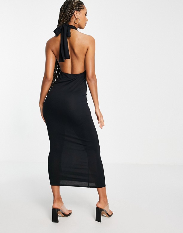  Dostarczać ASOS DESIGN – Czarna sukienka maxi ze skrzyżowanym przodem typu halter Black