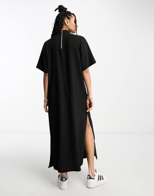 ASOS DESIGN – Czarna sukienka midi o prostym kroju z golfem, 2 z 4