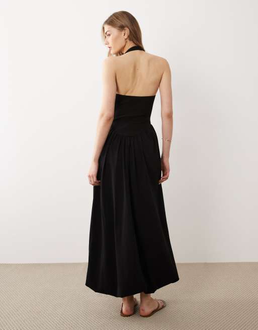 ASOS DESIGN – Czarna sukienka midi z dołem typu bombka, 3 z 4