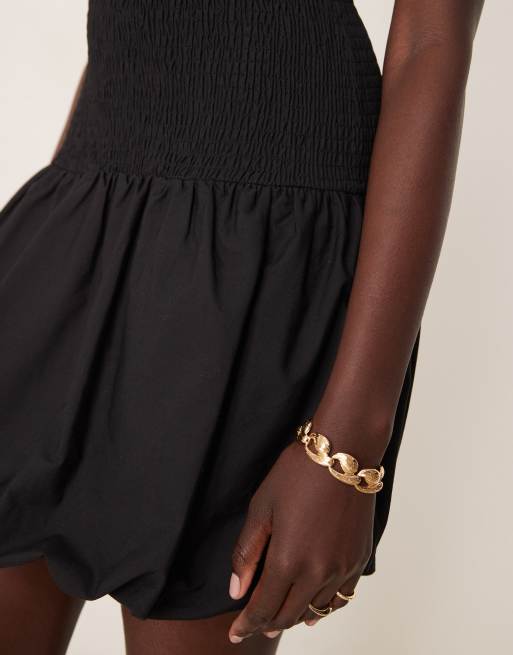 ASOS DESIGN – Czarna sukienka mini bufka z marszczoną górą, 3 z 4