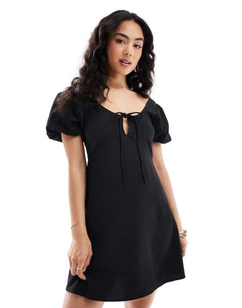 ASOS DESIGN – Czarna sukienka mini z bufkami - view 1