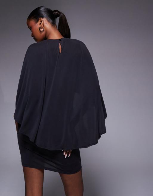 ASOS DESIGN – Czarna sukienka mini z pelerynką z modalu, 4 z 4