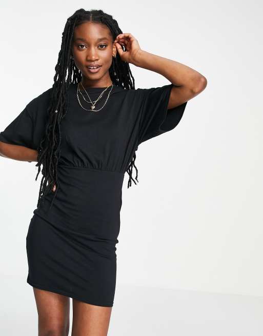 ASOS DESIGN – Czarna sukienka T-shirtowa bodycon z topem oversize